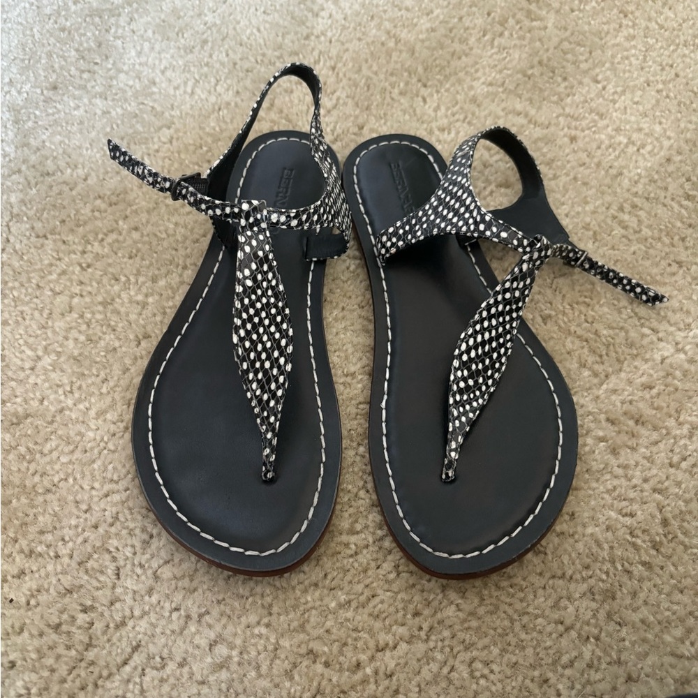 Bernardo black and white polka dot sandals